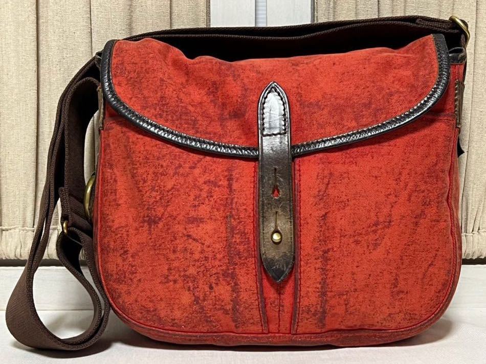 Brady ブレディ ショルダーバッグ オレンジ系、狩猟鞄、かばん/鞄、イングランド、フィッシングバッグ、、英国製、オールド、ヴィンテージ