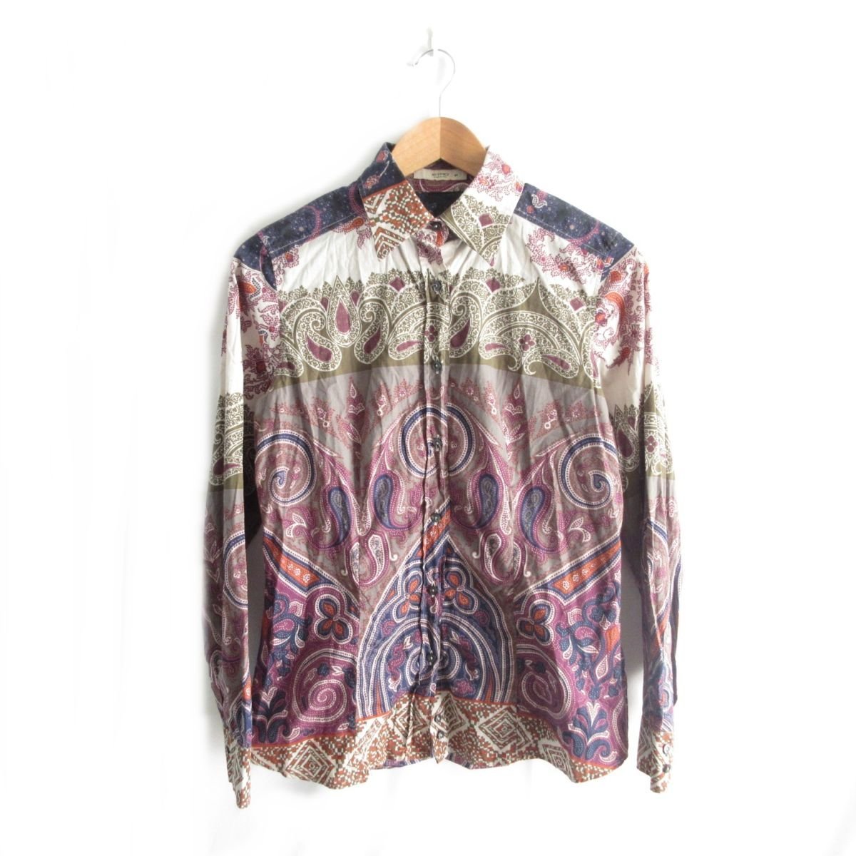美品 ETRO エトロ 長袖 ペイズリー柄 シャツ ブラウス 44 マルチカラー