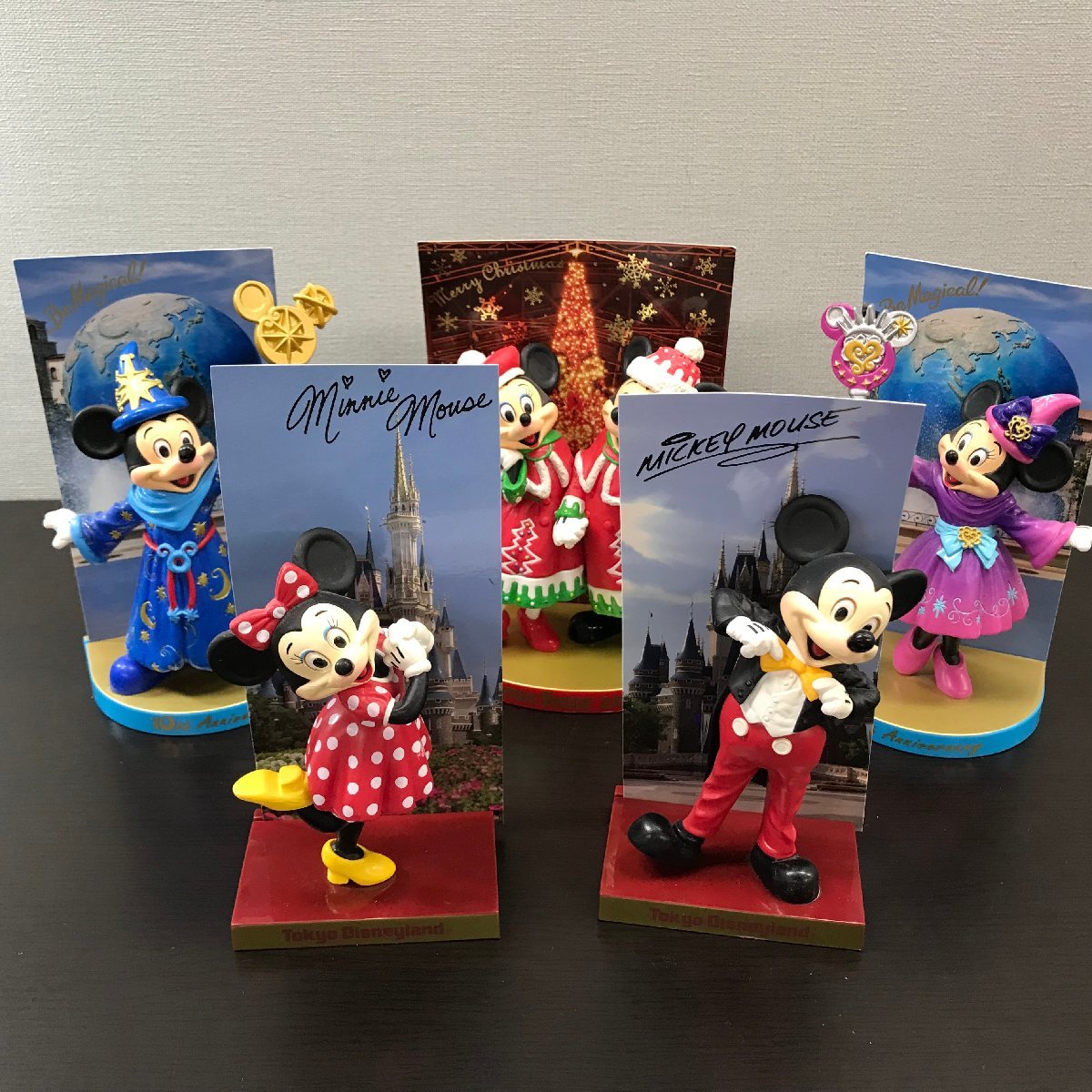 ディズニー　TDR　ミッキー　ミニー　フィギュア　5点　10周年　燕尾服　ドット柄 8B214 【80】