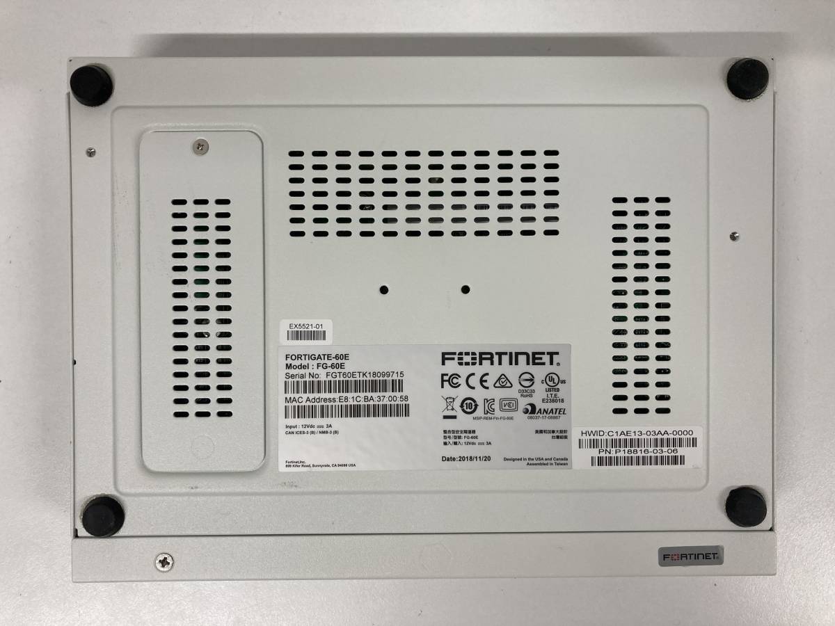 FORTINET FortiGate-60E 初期化済み、テスト済み、アダプター付き
