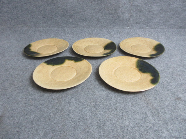 【政】32791 黄瀬戸平皿 5枚 美濃 骨董 古物