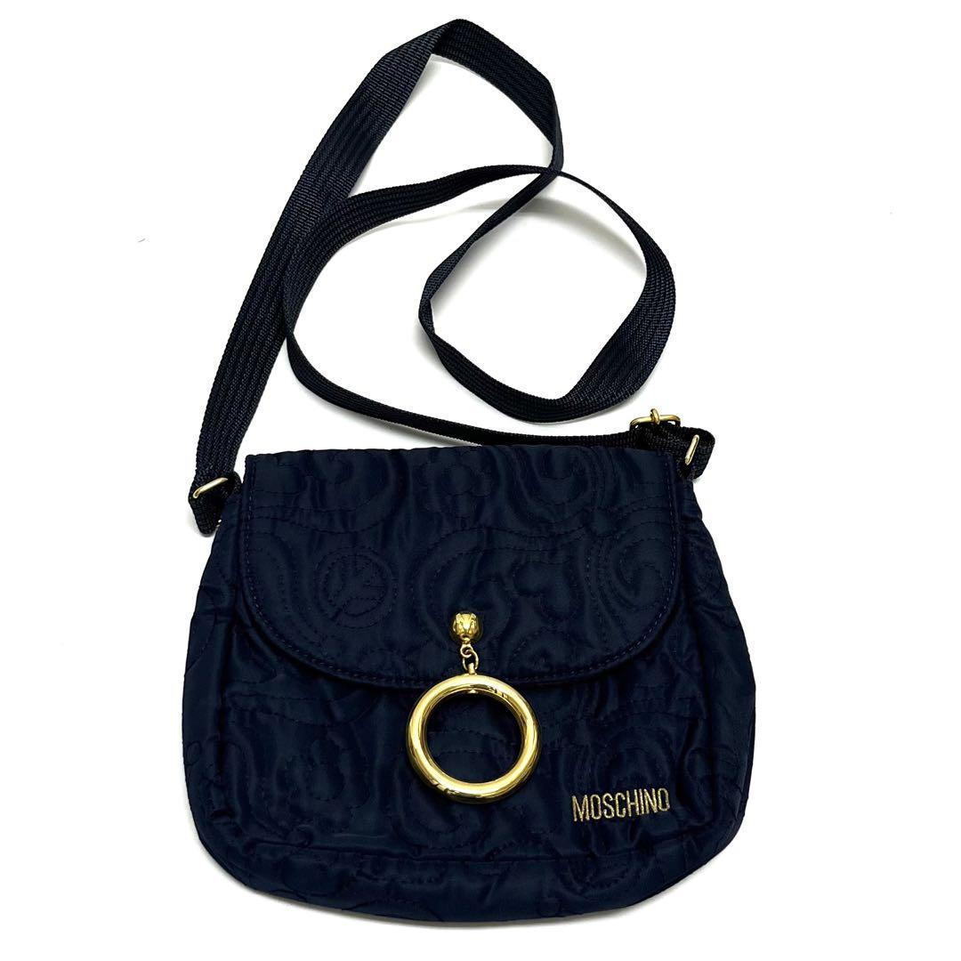 MOSCHINO モスキーノ ショルダーバッグ ネイビー ナイロン レディース