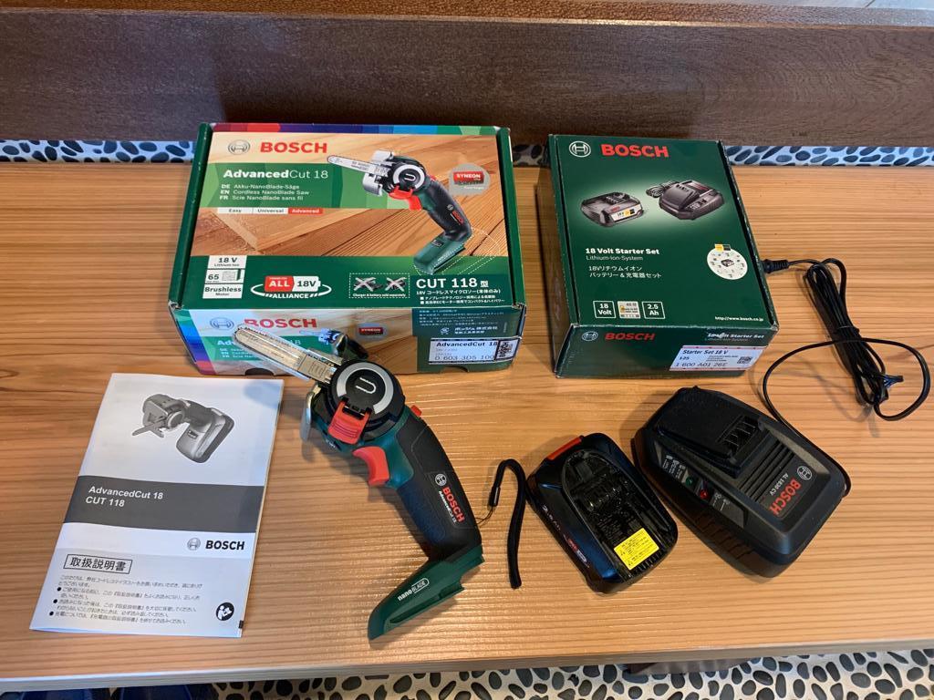 お得，100%新品 ボッシュ BOSCH 18V コードレスマイクロソー 2.5Ahバッテリー1個 充電器付き CUT118 検索用 Makita マキタ(チェーンソー)｜売買されたオークション情報、yahooの商品情報をアーカイブ公開 - オークフ 木工用