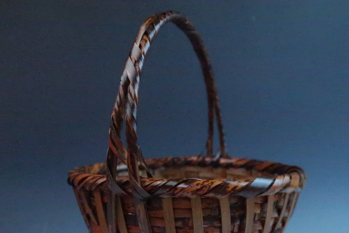 京竹細工 平安 竹美斎 石田正一 未使用美品 浸竹 編組 竹編 籠花入