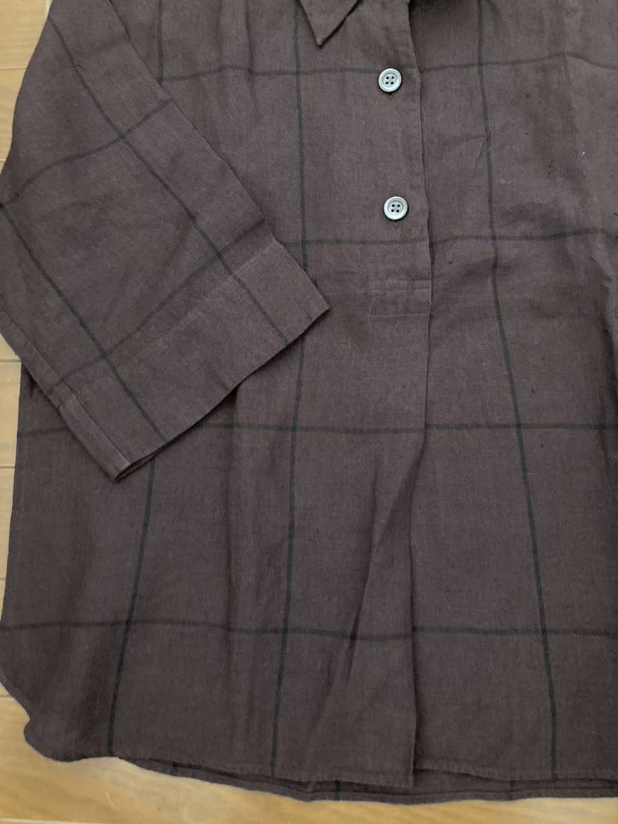 マーガレットハウエル☆ボルドー系☆リネン半袖シャツ☆サイズ2