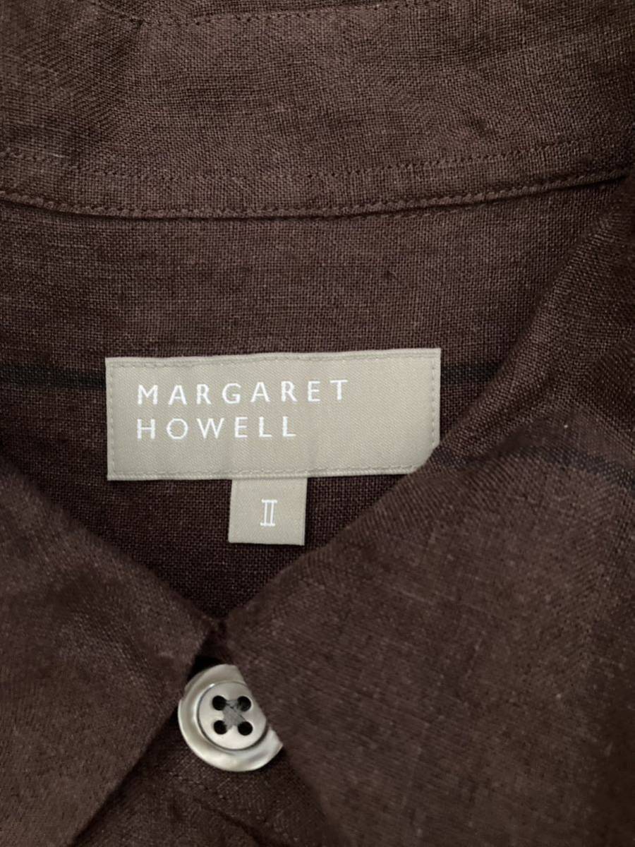 マーガレットハウエル☆ボルドー系☆リネン半袖シャツ☆サイズ2