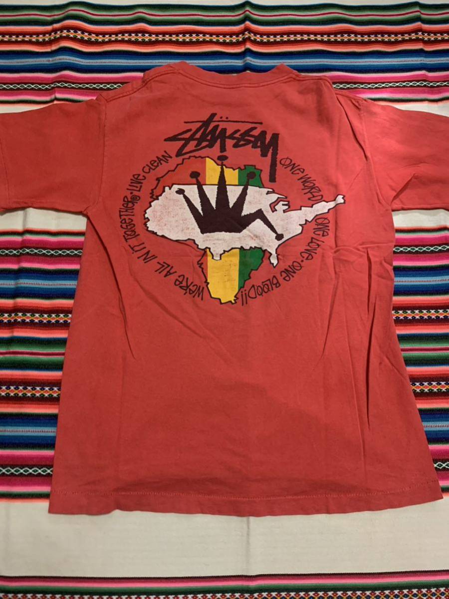STUSSY OLD ステューシー ラスタライオン クラウンTシャツ サイズM 黒 