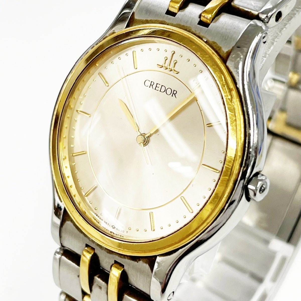1円スタート】SEIKO セイコー 9571-6020 クレドール 18KTベゼル SS 