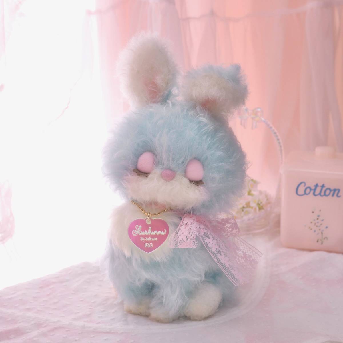 Kushurmeハンドメイドぬいぐるみ ブルーうさぎぬいぐるみ(シリアルNo