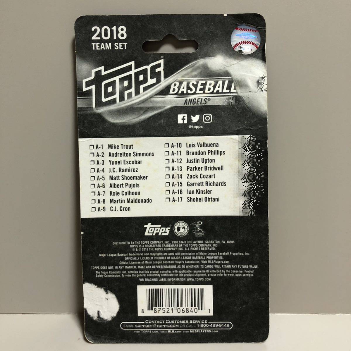 未開封】Topps 2018 MLB ANGELS TEAM SET エンゼルス チームセット 
