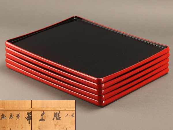 【流】能登輪島塗 卓上膳五客 共箱 KP898