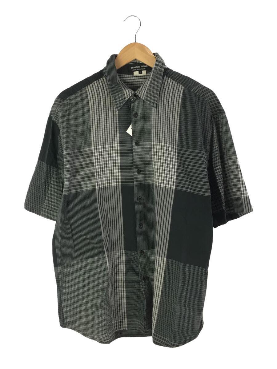 COMME des GARCONS HOMME DEUX◆コムデギャルソンオムドゥ/半袖シャツ/S/コットン/BLK/チェック/DM-T005