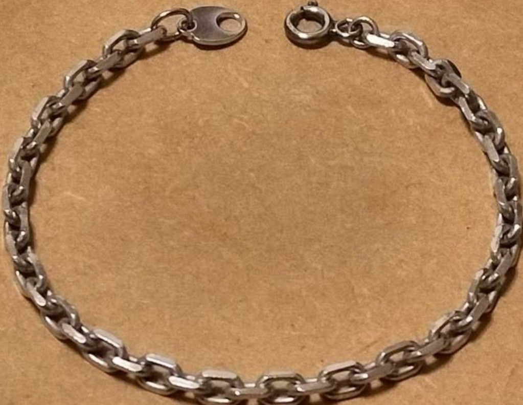 ヴィンテージ　メキシカン　太角チェーン　シルバー　ブレスレット　ナバホ　SILVER 925 MEXICO 銀　カット小豆　アンカー　VINTAGE