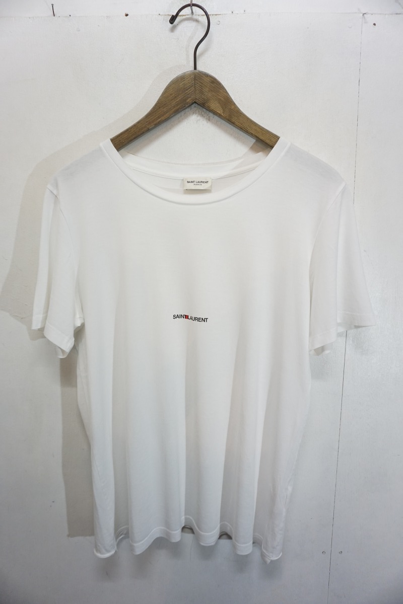 美品 正規 18SS SAINT LAURENT PARISサンローラン パリ クラシック ロゴ Tシャツ 半袖カットソー 464572 YB2DQ 白S 本物1031M▲