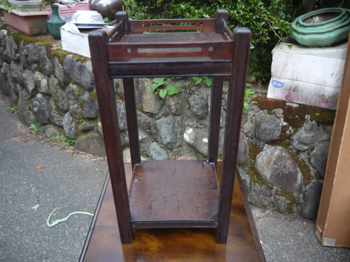 【TS30721】唐木造 高卓 花台 高さ35cm 煎茶道具 懸崖台 飾台 盆栽台 香炉台