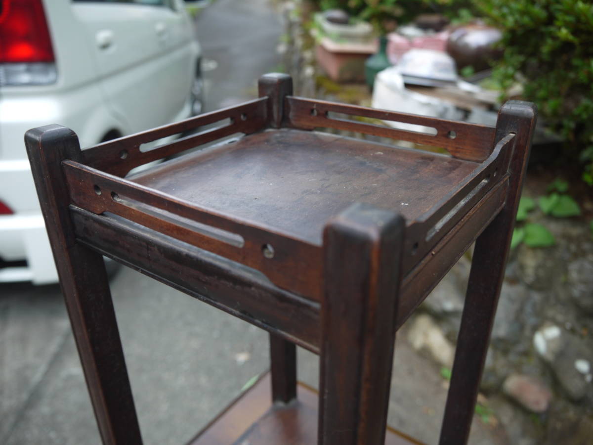 TS30721】唐木造 高卓 花台 高さ35cm 煎茶道具 懸崖台 飾台 盆栽台