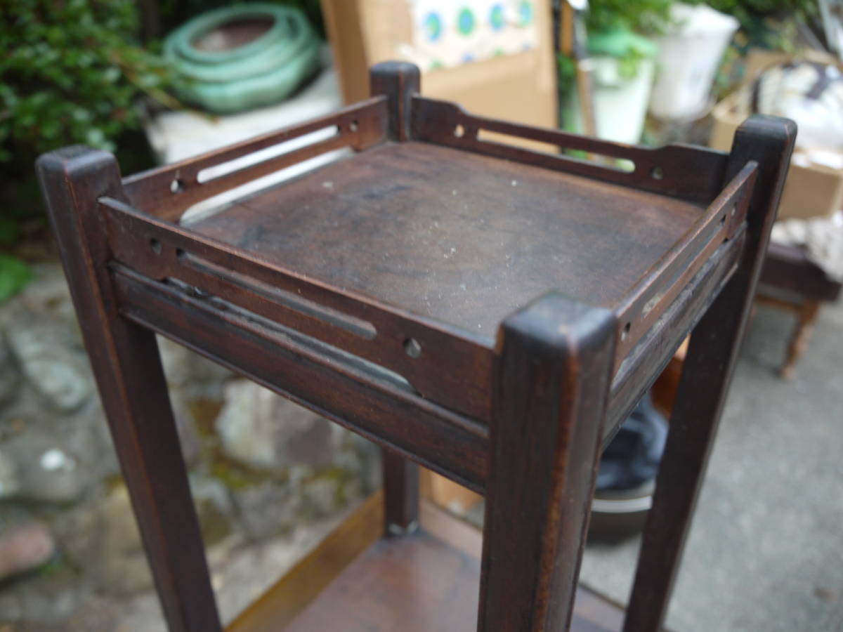 TS30721】唐木造 高卓 花台 高さ35cm 煎茶道具 懸崖台 飾台 盆栽台