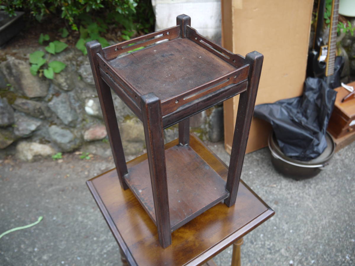 TS30721】唐木造 高卓 花台 高さ35cm 煎茶道具 懸崖台 飾台 盆栽台