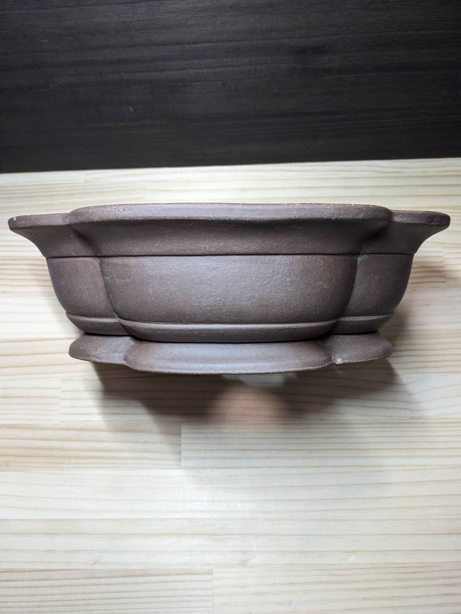 大型盆栽鉢 宜興系 刻印有り 正方形 約47.5cm 紫砂風 陶器鉢 大型盆栽鉢 宜興系 刻印有り 正方形 約47.5cm 紫砂風 陶器鉢