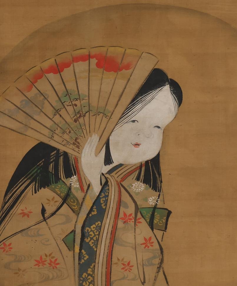 酒井抱一筆　絹本肉筆　朝顔　沒骨法　掛軸　送料込み250824 真作】◇画：酒井抱一◇お多福◇賛：田中帰春◇書き表装◇肉筆◇絹本