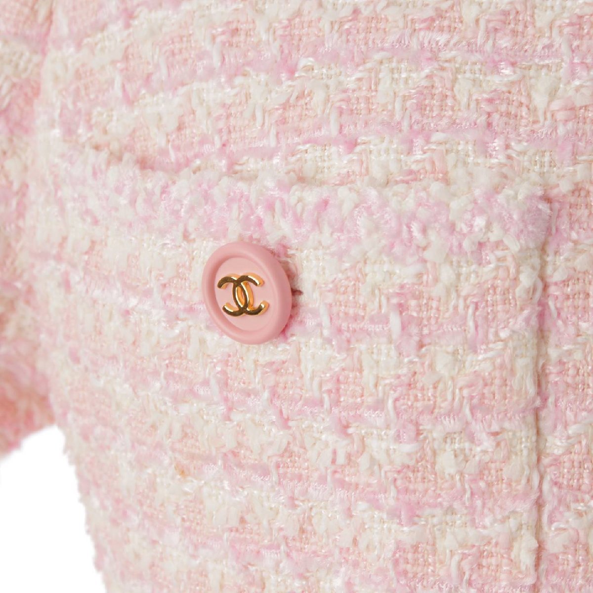 シャネル】Chanel 97P ツイード ココボタン ノーカラー ジャケット