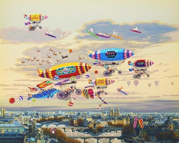 真作】【WISH】ヒロ・ヤマガタ「そよ風に乗って」シルクスクリーン 20