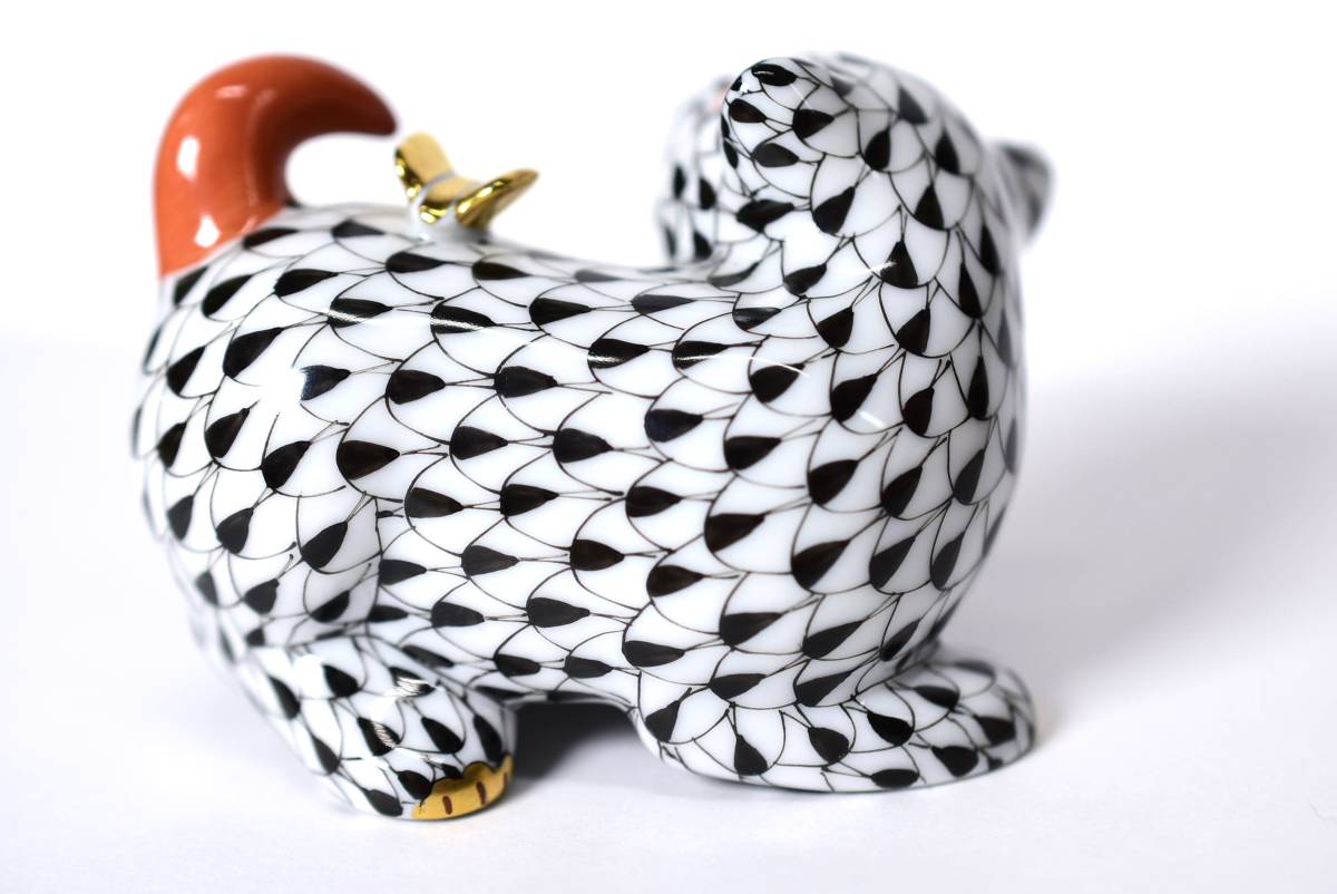 MNo.467）ヘレンド 置物 干支 2006 戌 『黒』 陶器 インテリア Herend