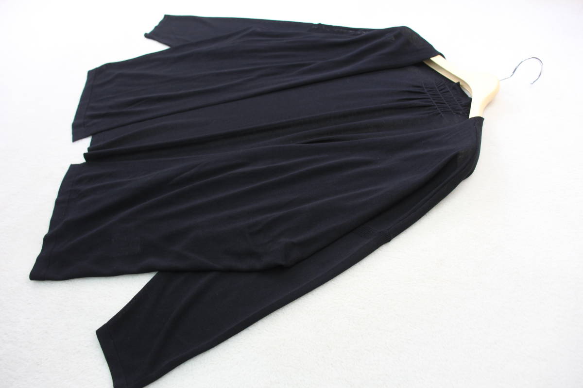 8-441 新品 クールビスコースバックギャザーカーディガン ブラックＦサイズ