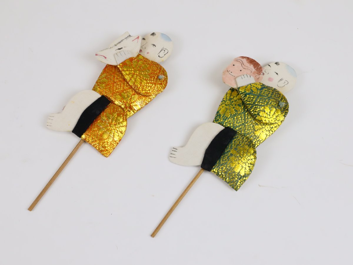 古いからくり人形 面被り 2点 狐 猿 柳屋 郷土玩具 鳥取県 民芸 伝統工芸 風俗人形 置物