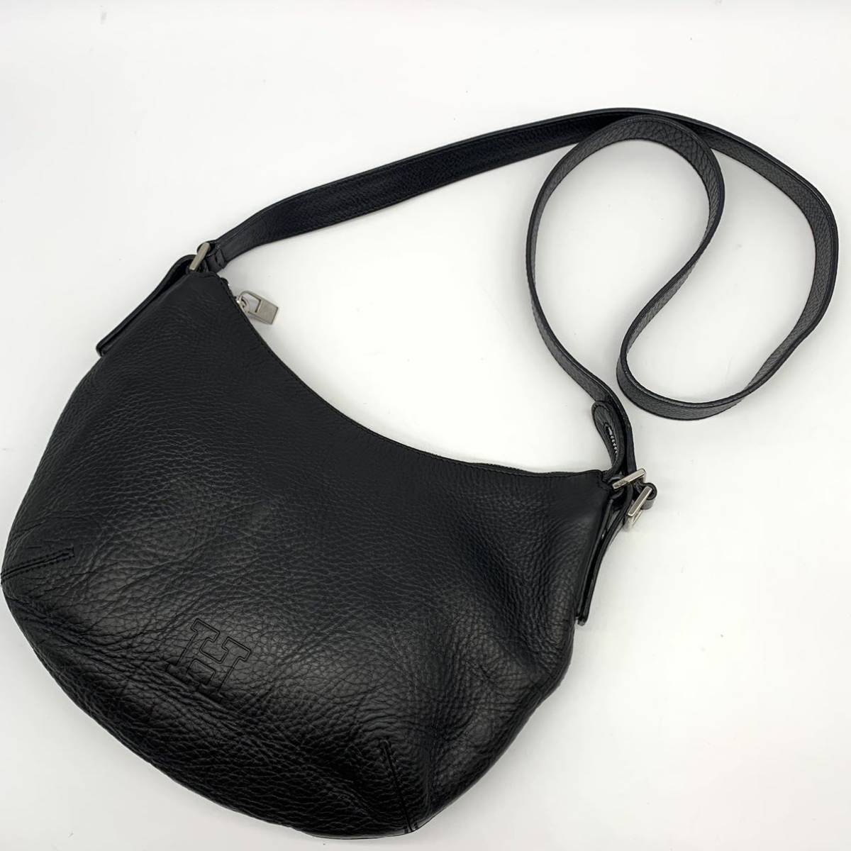1円○極美品○HIROFU ヒロフ 三日月型 ショルダーバッグ クロス 