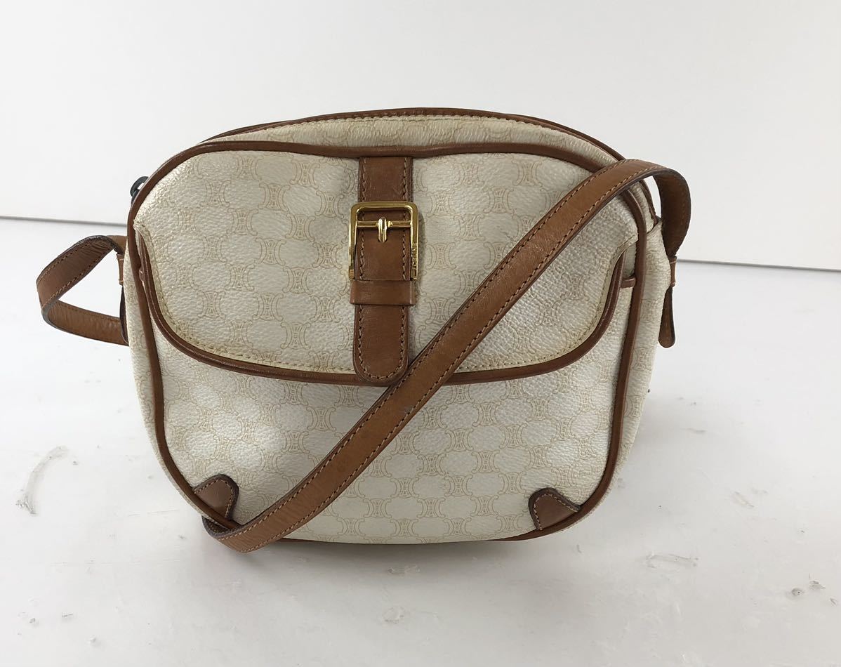 限定SALE，新品 SK897 CELINE セリーヌ ショルダーバッグ マカダム柄 斜めがけ ベージュ白系 クロスボディー レディース バッグ(ショルダーバッグ)｜売買されたオークション情報、yahooの商品情報をアーカイブ かばん、バッグ