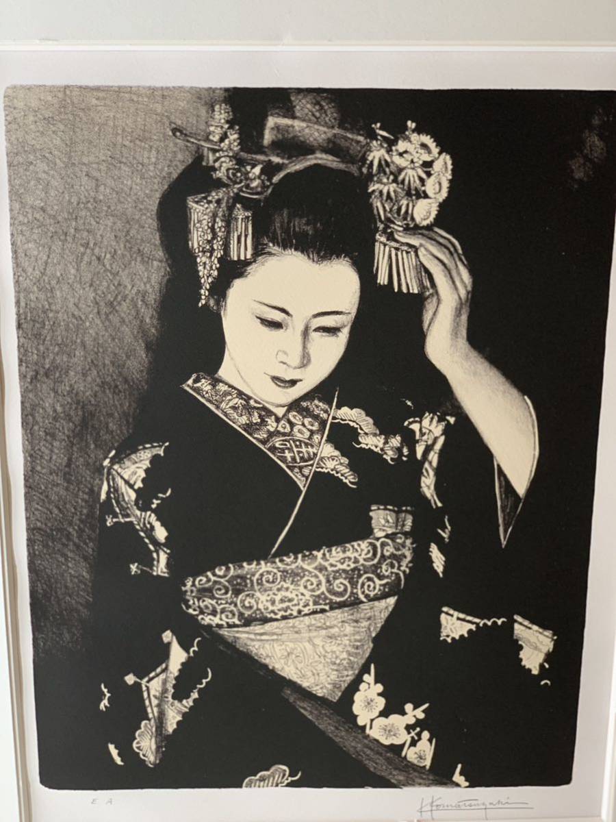 京の舞妓 小松崎邦雄 石版画箱入り リトグラフ 美人画 額縁入り 日本画 