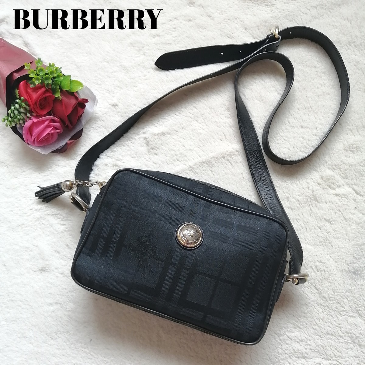 希少☆バーバリー Burberry.ショルダーバッグ 斜めがけ チェック 