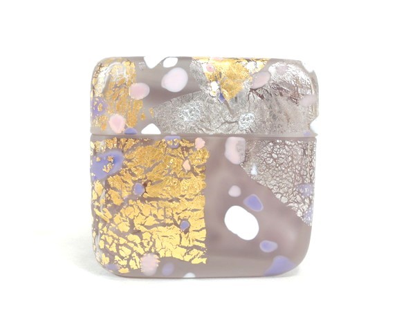 最上位作 藤田喬平/「手吹飾筥 藤娘」/栞 黄布 共箱