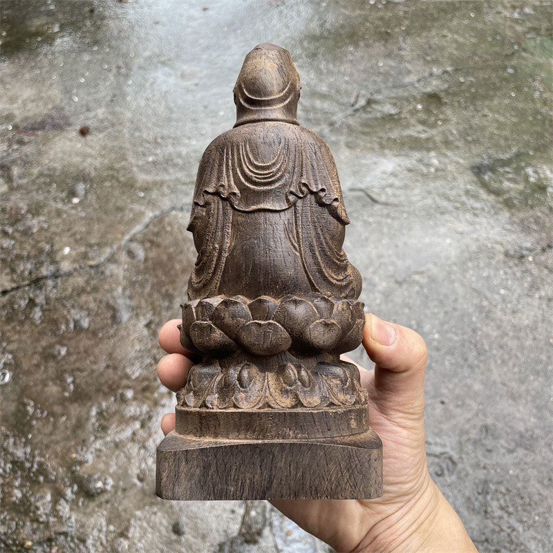 木彫】◇ 観音菩薩 ◇仏教美術 木の雕刻品 木彫り仏像 職人手作り 高さ