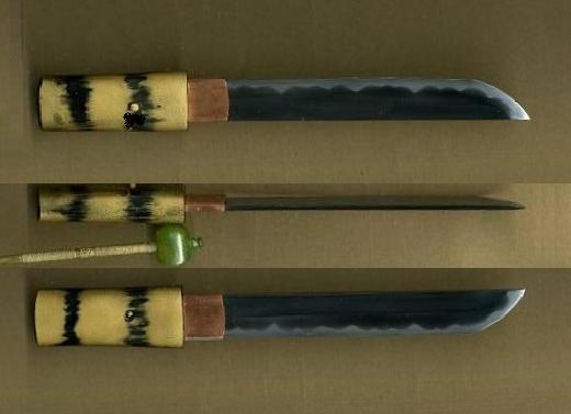 鎬造りの短刀といえばあんしん・あんぜんの残欠残刀！あざやかな朱塗り拵え付き:刀長14.9cm 以下!観賞用特上研ぎ上がり! お得，送料無料