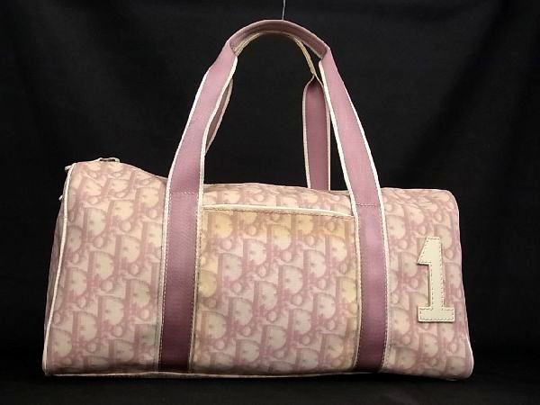 1円 ChristianDior クリスチャンディオール トロッター PVC ボストン ハンドバッグ レディース ピンク系 AP2911