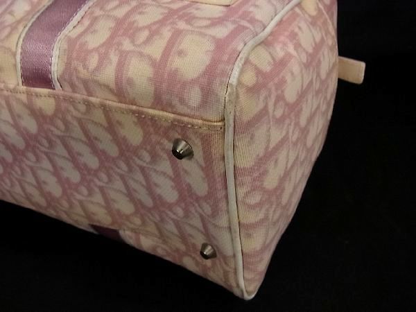 1円 ChristianDior クリスチャンディオール トロッター PVC ボストン ハンドバッグ レディース ピンク系 AP2911