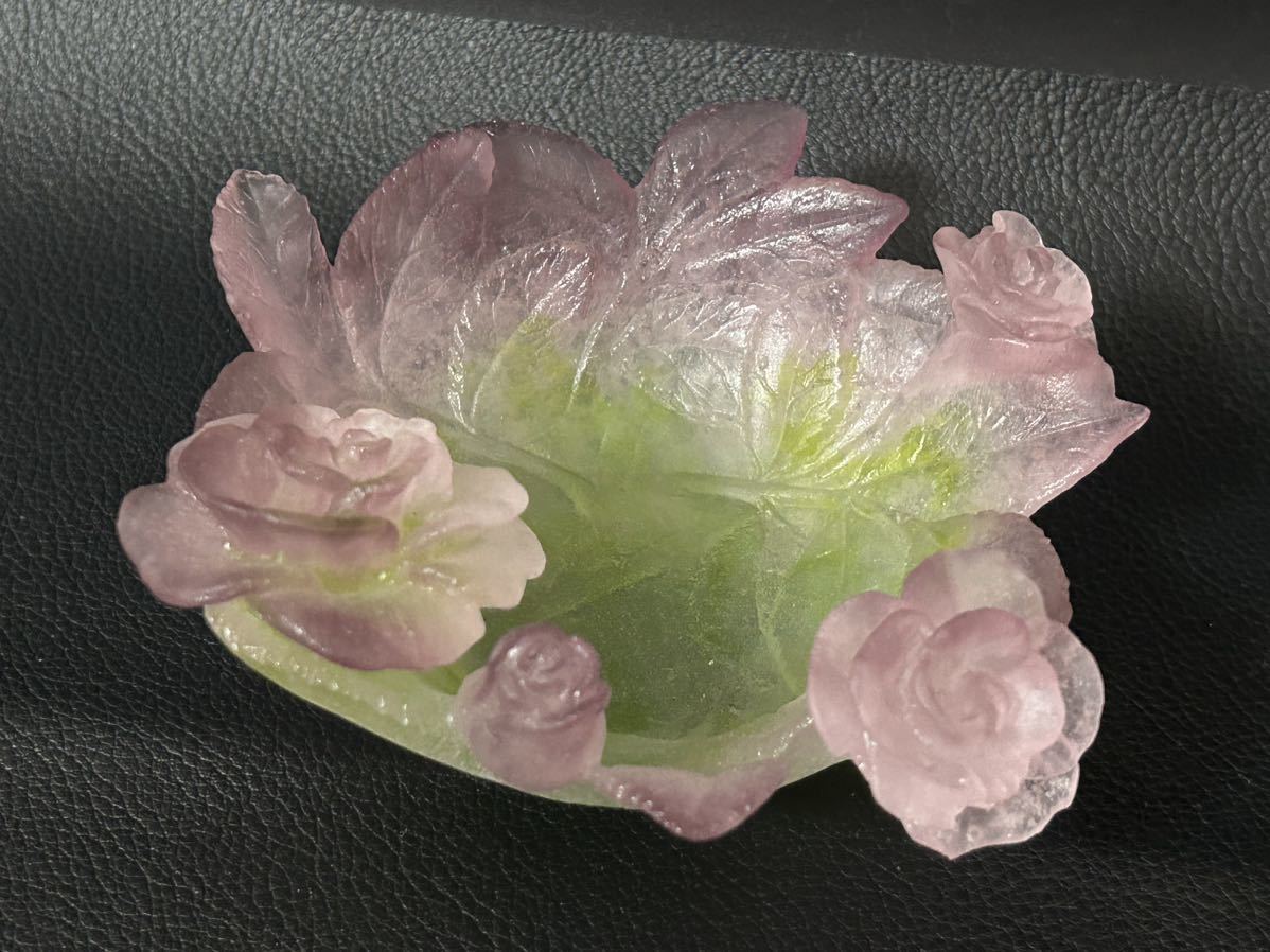 Daum France ドーム ローズコレクション クリスタル ボウル 飾り皿