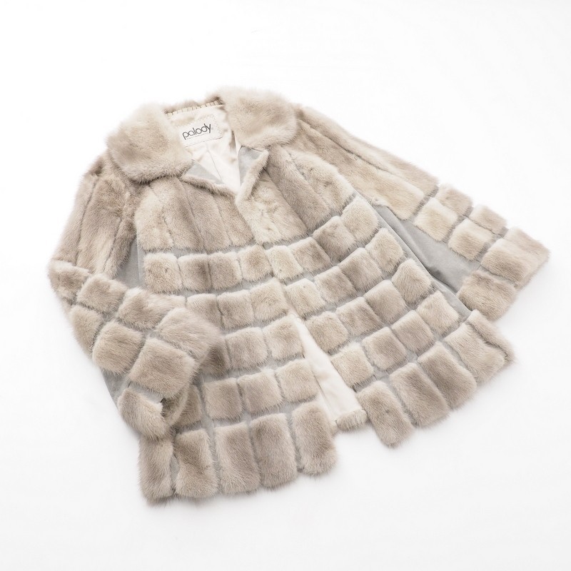 GN9890◆palody*サファイヤミンク*MINK*リアルファー*最高級毛皮*ファーコート*ハーフコート*シルバーグレー