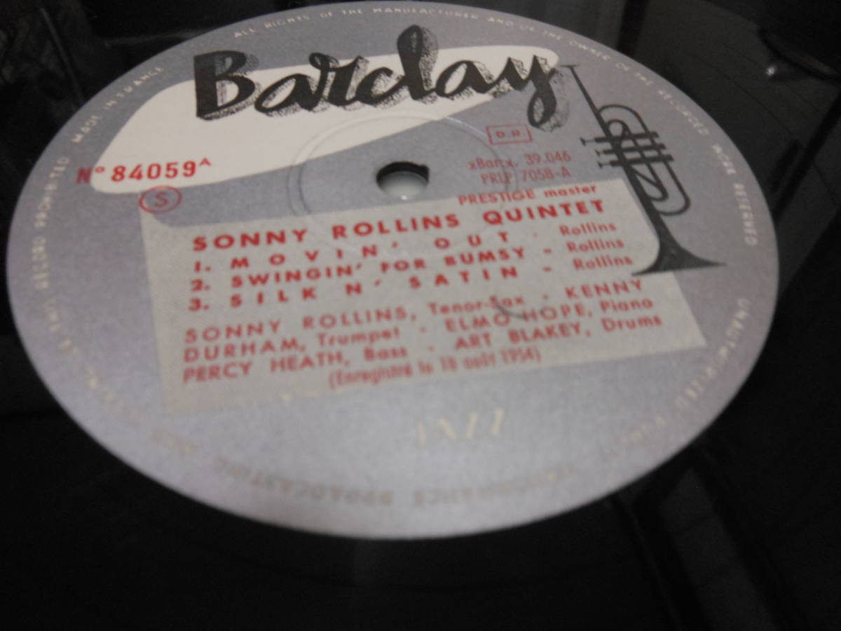 安い，正規品 【FR. MONO】SONNY ROLLINS QUINTET BARCLAY 84 059 FLIP