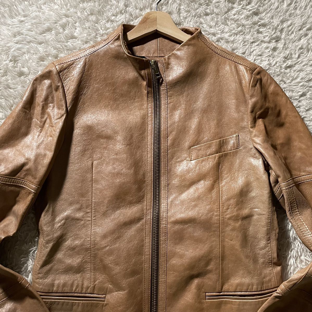 ポールスミス ライダースジャケット シングル 牛革 カウレザー ベージュ L 中古・古着通販】PS Paul Smith (PSポールスミス) シングル