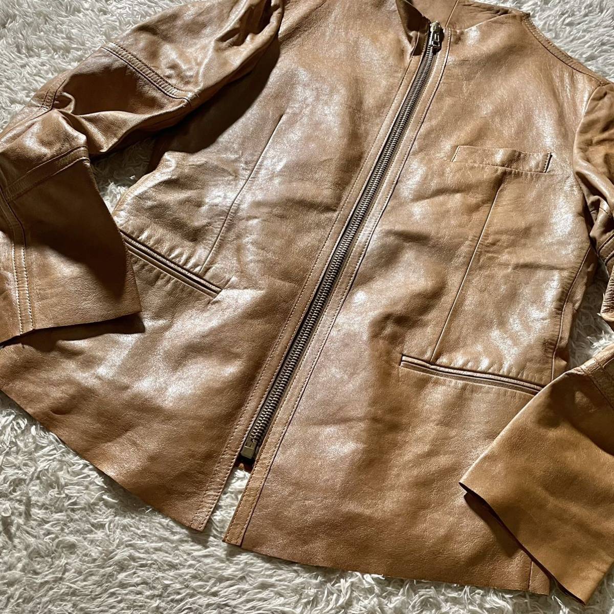 ポールスミス ライダースジャケット シングル 牛革 カウレザー ベージュ L 中古・古着通販】PS Paul Smith (PSポールスミス) シングル