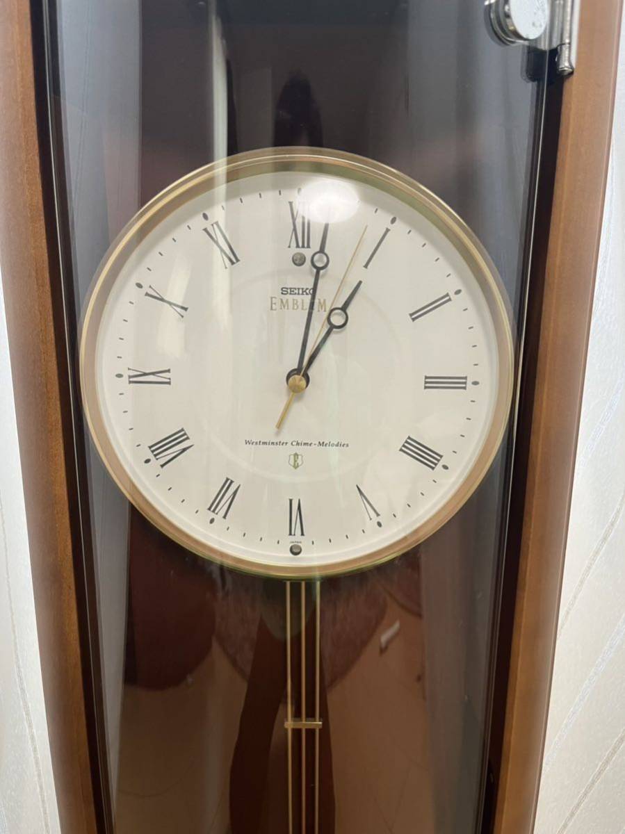 稼動品　セイコー　掛時計　振子　昭和レトロ　ヴィンテージ　アンティーク ☆珍品!! SEIKO EMBLEM☆ 昭和レトロ 柱時計 振り子時計 アンティーク