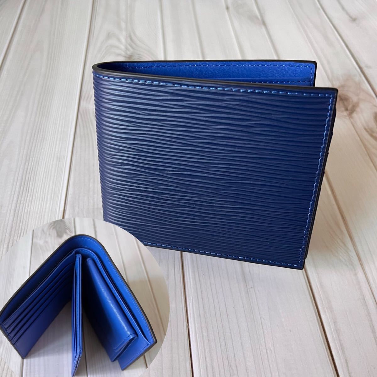金運UP 新作品　ブルー系　数量限定　無くなり次第終了　本革牛革 二つ折り財布 //小銭入れ コンパクト　大人気商品