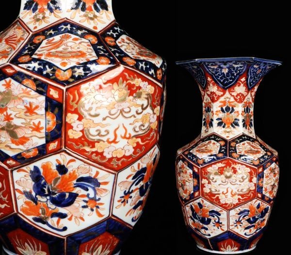 人気定番，爆買い 江戸後期 古伊万里焼 色絵金彩龍獅子花鳥花唐草細密絵付亀甲紋面取大花瓶 高さ46cm 元禄 旧家蔵出品 5332ti(その他)｜売買されたオークション情報、yahooの商品情報をアーカイブ公開 - オーク 伊万里、有田