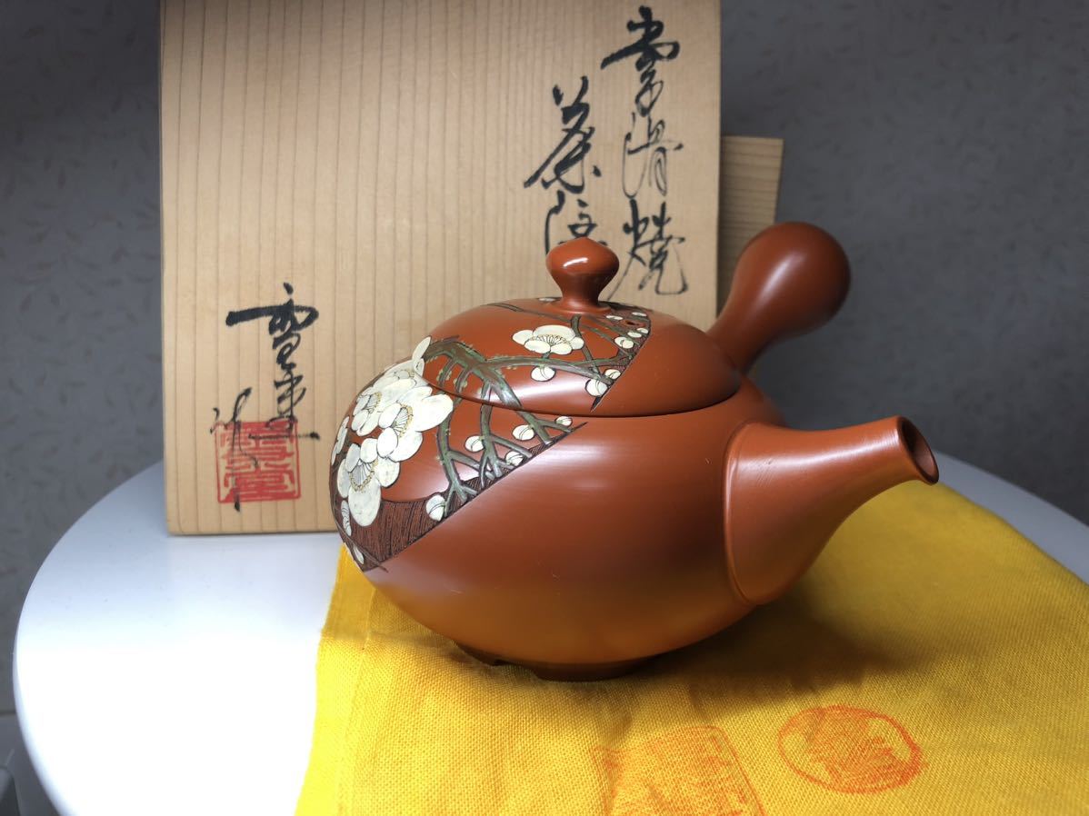 凩03） 滝田椿渓 真焼 茶碗 抹茶碗 茶道具 常滑焼 共箱 仕覆