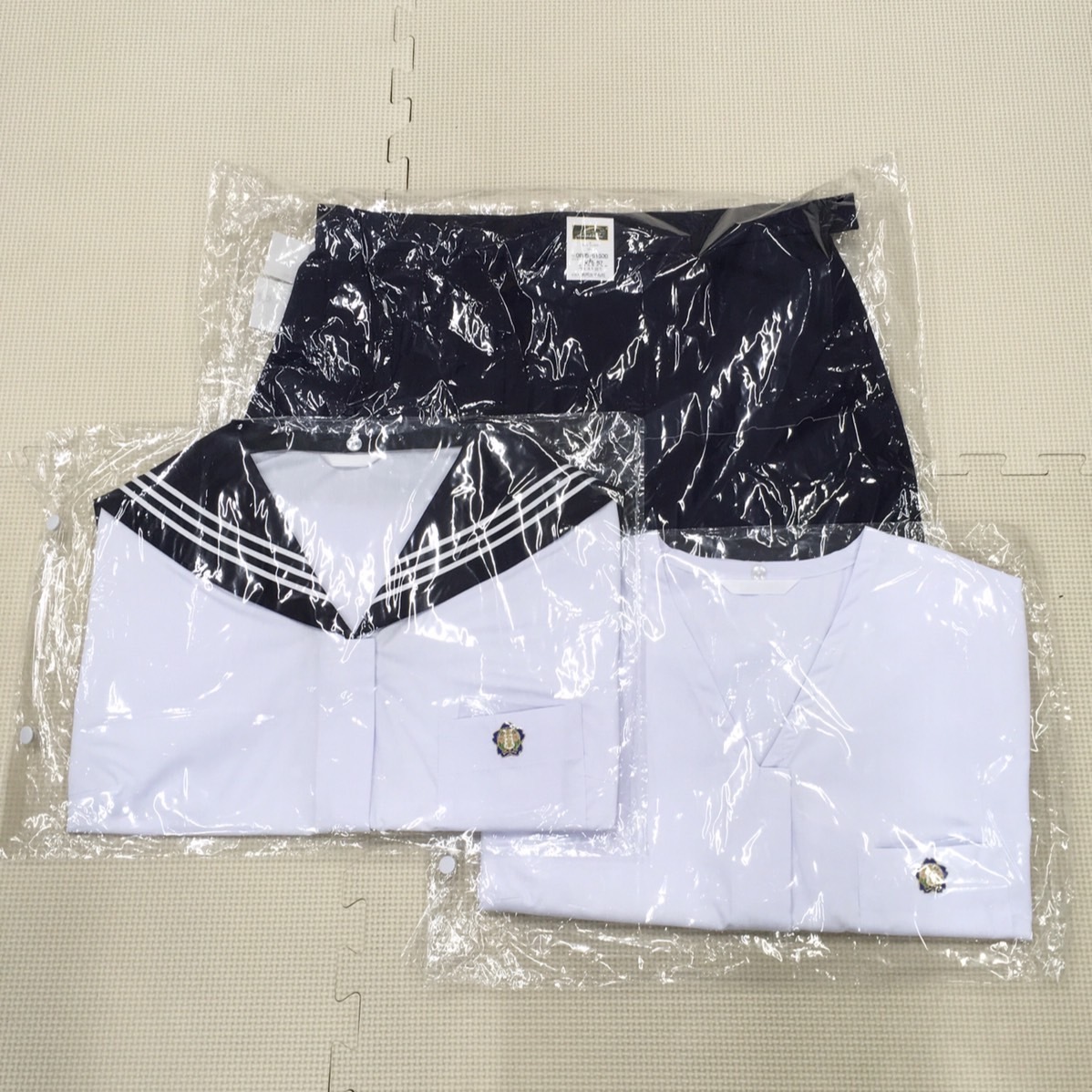 (未使用品)真岡女子高校 セーラー服上下 3点セット サイズ 175A W75 ■白3本■夏服■半袖■長袖■身頃■制服■学生服