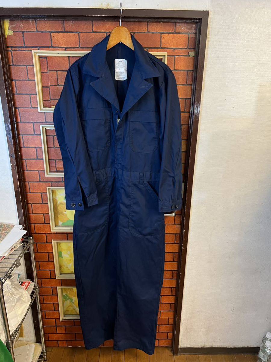 つなぎ　ツナギ　米軍　オールインワン　軍もの　サイズ40R Lくらい　アメリカ古着　紺系　ミリタリー サバゲー　アウトドア
