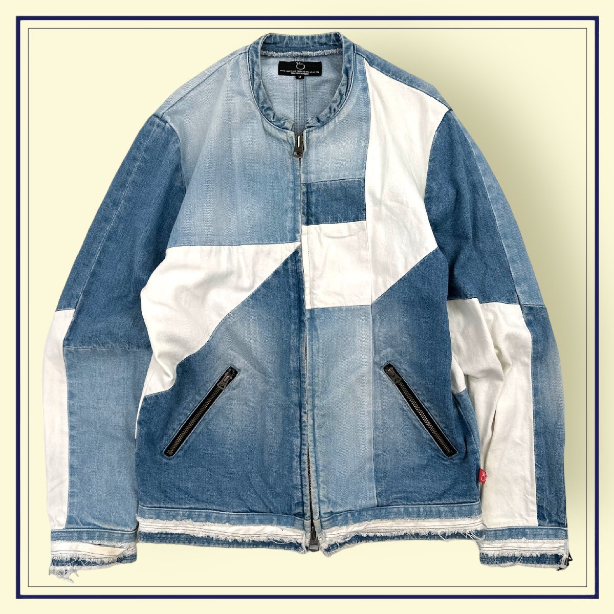 VIRGO ヴァルゴ wear works フルジップ ノーカラー デニムジャケット ブルゾン パッチワーク サイズ 3/メンズ